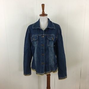 Sandro Stitched Crochet Insert Jean Jacket‎